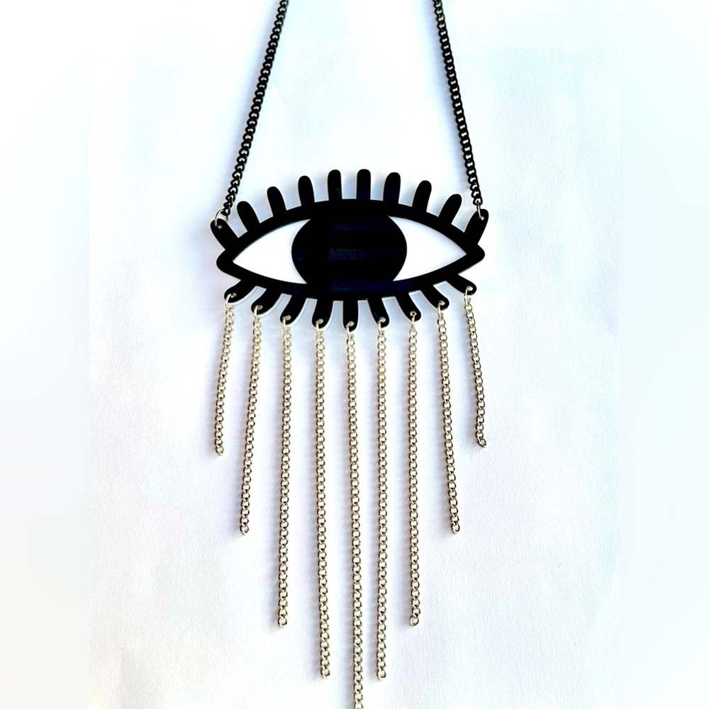 Oversized evil eye necklace medallion pendant Kandi PLUR rave pearler edc edm